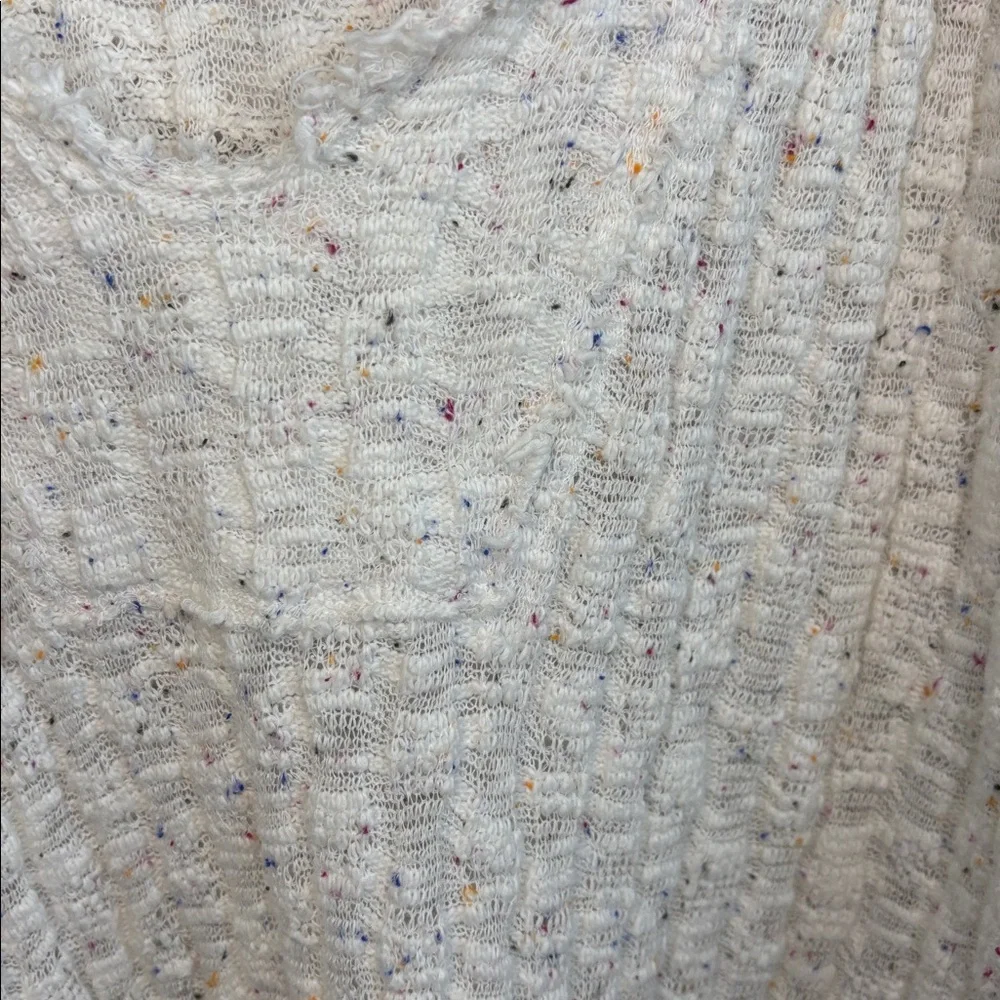 Free People Baja Babe Hacci Hooded Pullover White Multicolor Speckles Top M - Picture 11 of 13